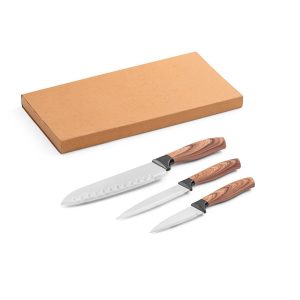 BAHARAT. Set de 3 cuțite de bucătărie cu lame din oțel inoxidabil și mânere ergonomice