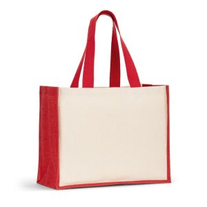 HELSINQUE COLOUR. Sacoșă din pânză (320 g/m²), cu baza și părțile laterale din iută laminată (350 g/m²) în culori