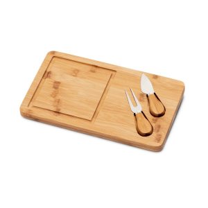 WOODS. Platou de branzeturi din bambus cu 2 accesorii din bambus și inox