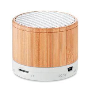 ROUND BAMBOO - Boxă rotundă wireless bambus