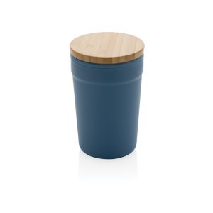Cană din PP reciclat certificată GRS cu capac din bambus