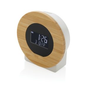 Ceas de birou LCD Utah RCS din plastic și bambus