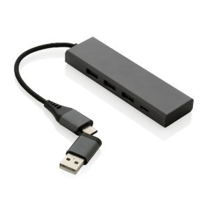 Hub Terra RCS din aluminiu reciclat cu 3 porturi USB