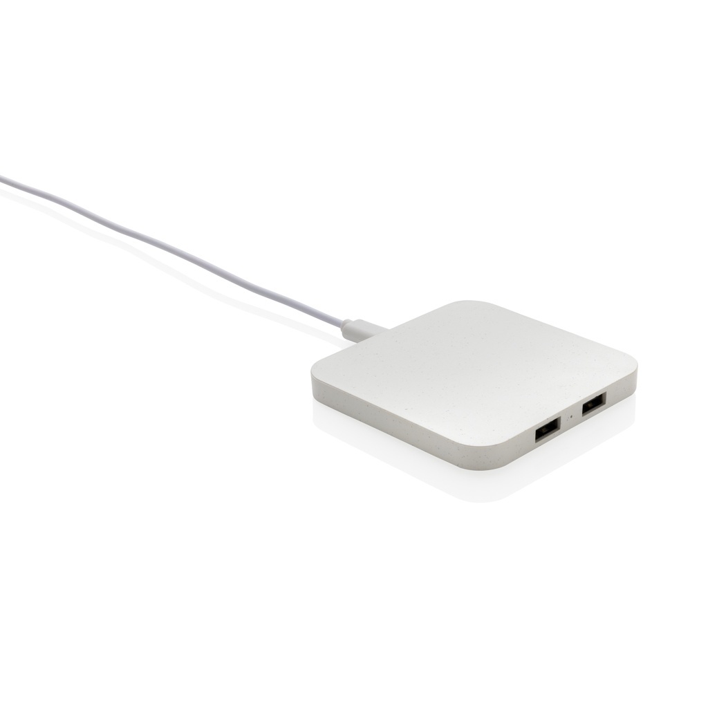 Încărcător wireless RCS din plastic reciclat de 10W cu porturi USB