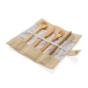 Set de tacâmuri de călătorie reutilizabile din bambus