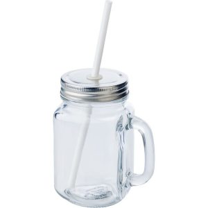Borcan de băut 480 ml cu pai