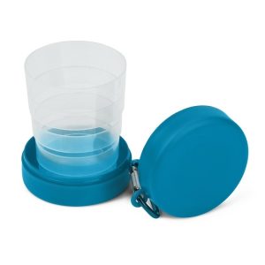 Cană de călătorie pliabilă 220 ml cu clemă tip carabină
