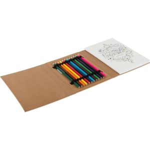 Carte de colorat pentru adulți, creioane colorate